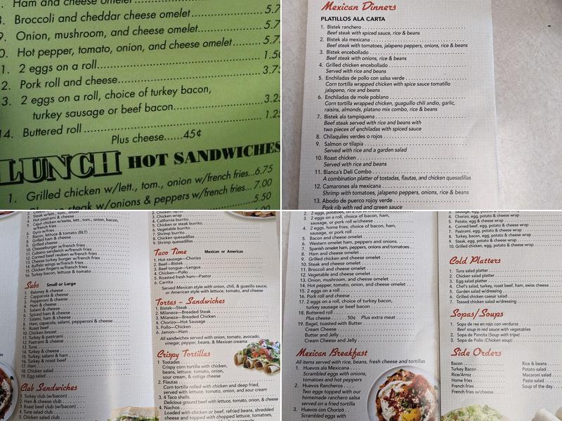 Bianca's Deli Menu
