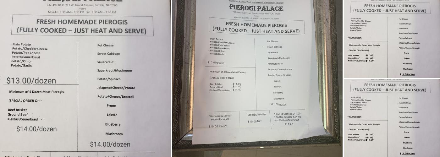 Pierogi Palace Menu