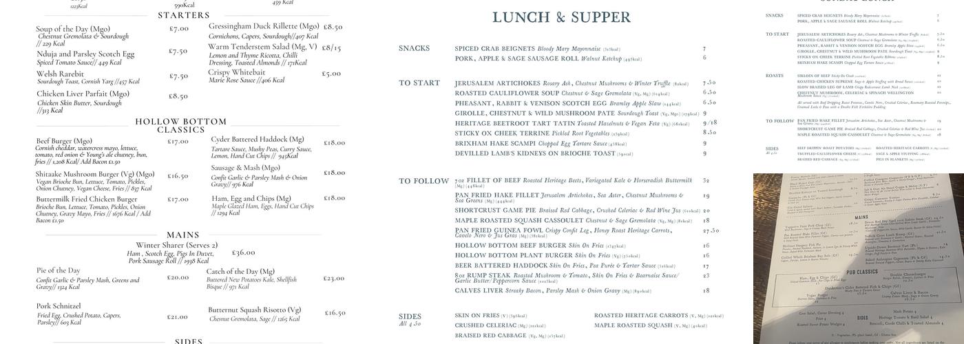 The Hollow Bottom Menu