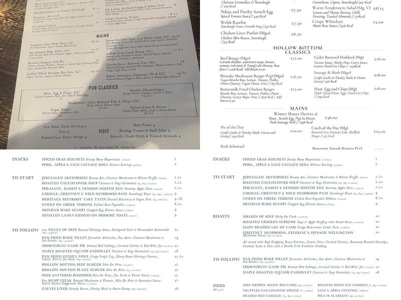 The Hollow Bottom Menu