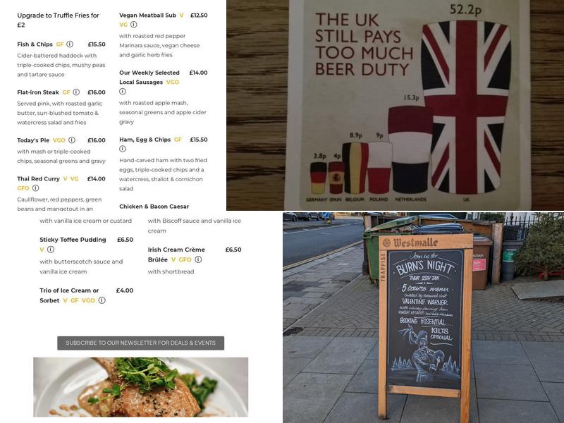 Sandford Park Alehouse Menu