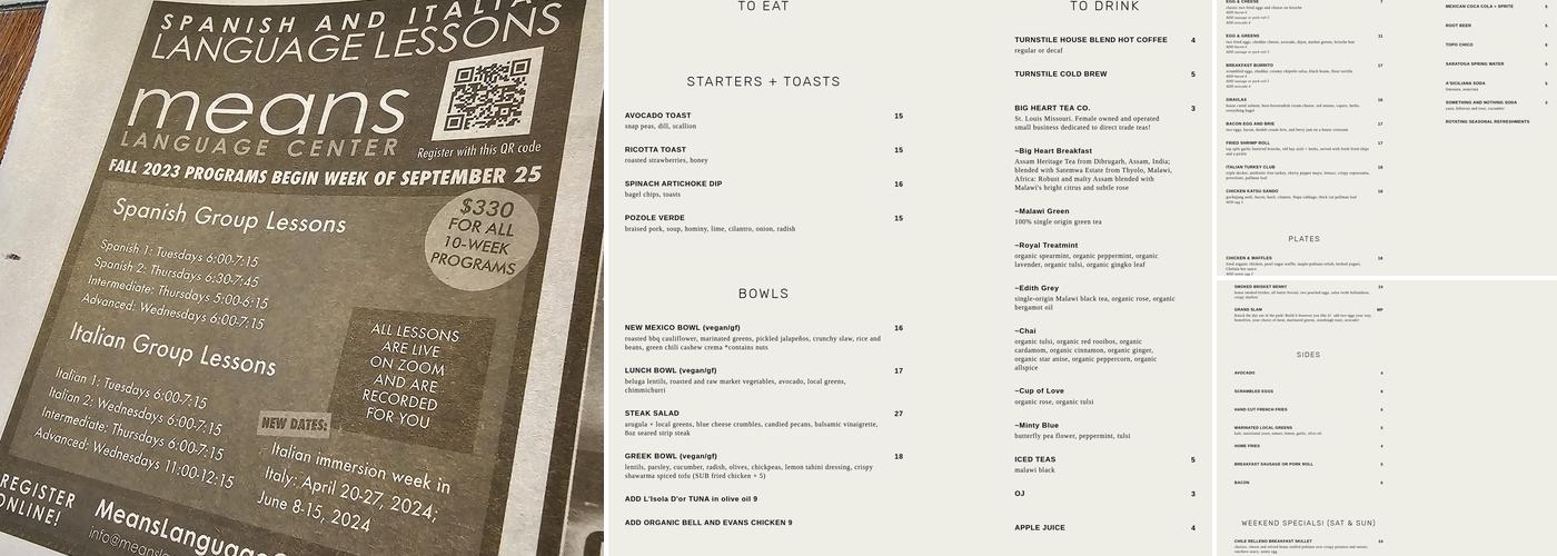 Cardinal Provisions Menu