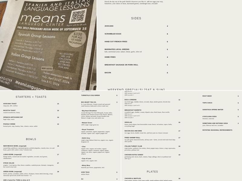 Cardinal Provisions Menu