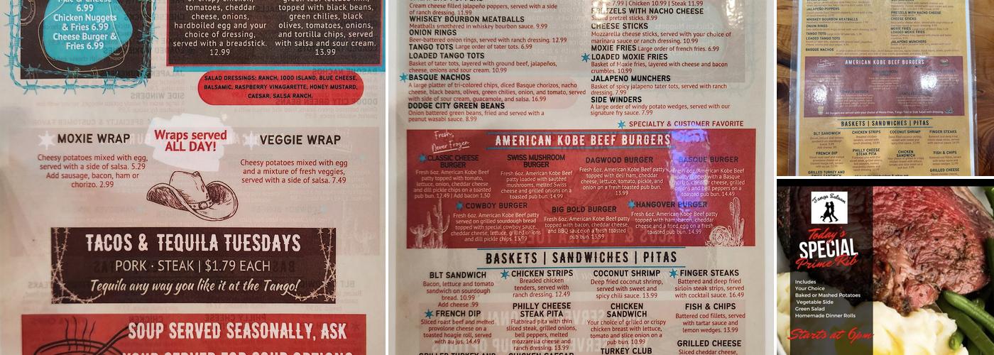 Tango Saloon Menu
