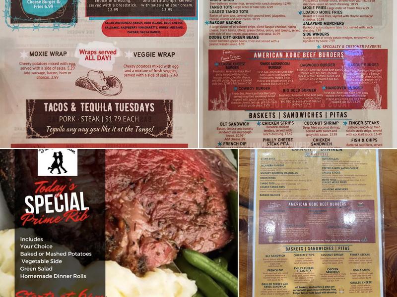 Tango Saloon Menu