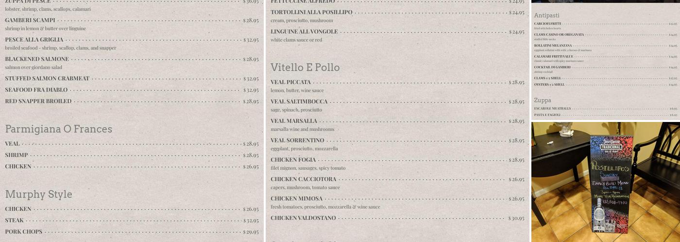 Posillipo Italian Restaurant & Bar Menu