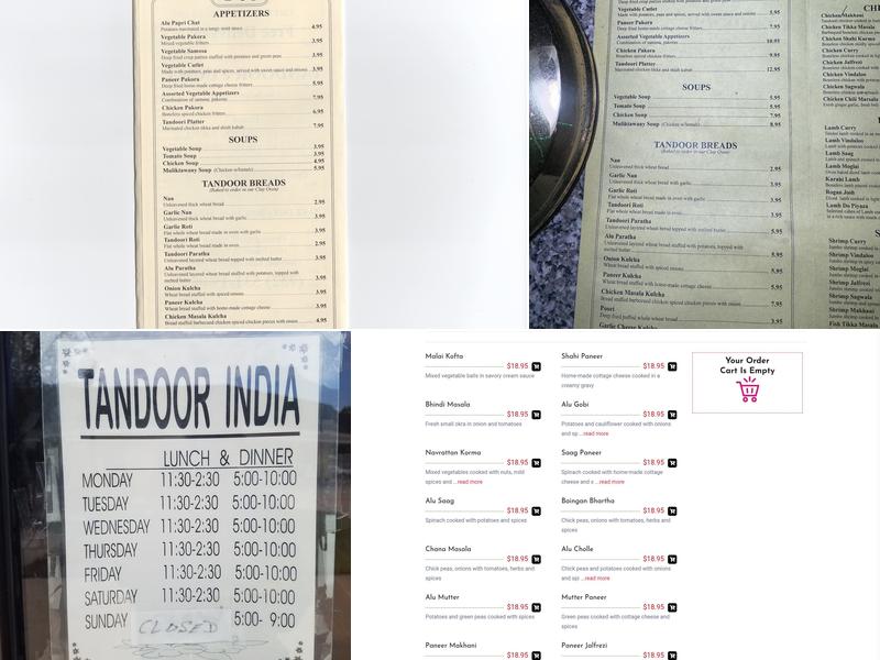 Tandoor India Menu