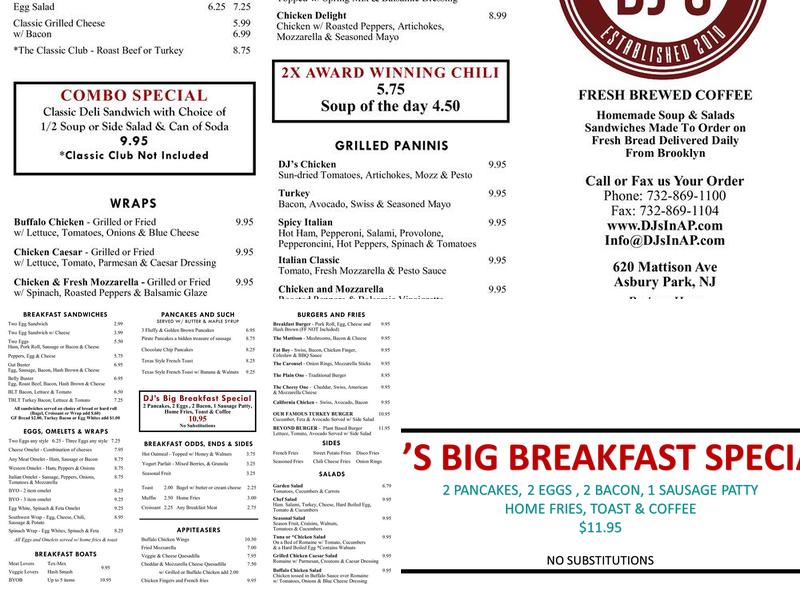 DJ’s Delights Deli & Catering Menu