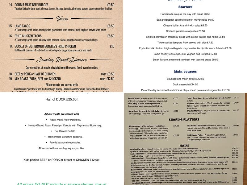 The Kilkeney Inn Menu