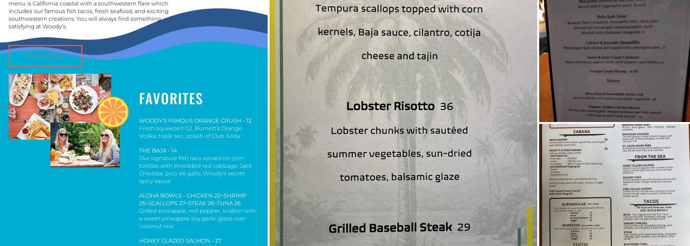 Woody's Ocean Grille Menu