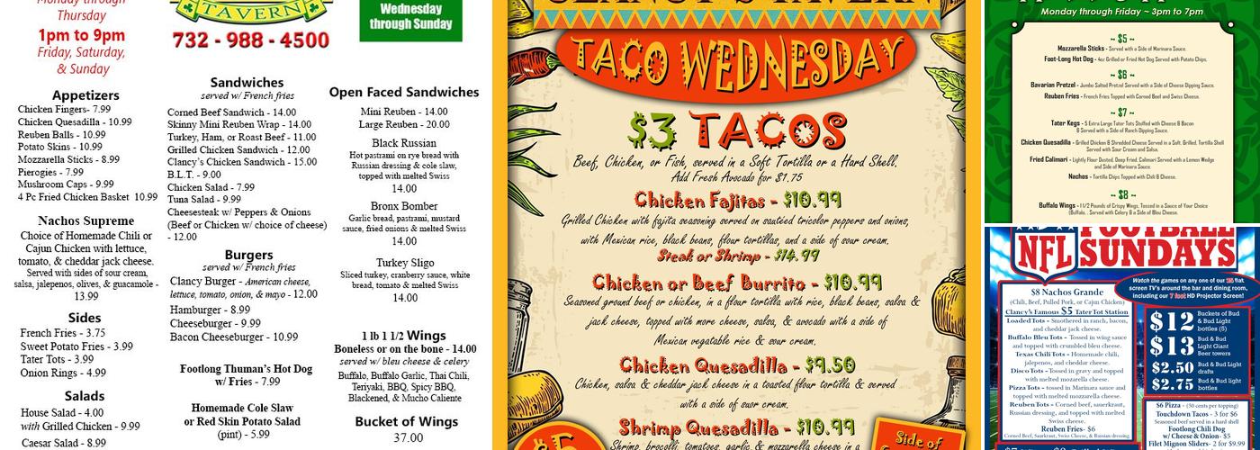 Clancy's Tavern LLC Menu
