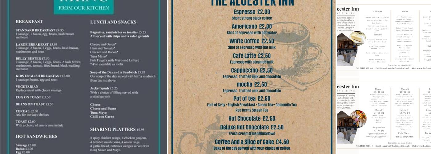 The Alcester Inn Menu