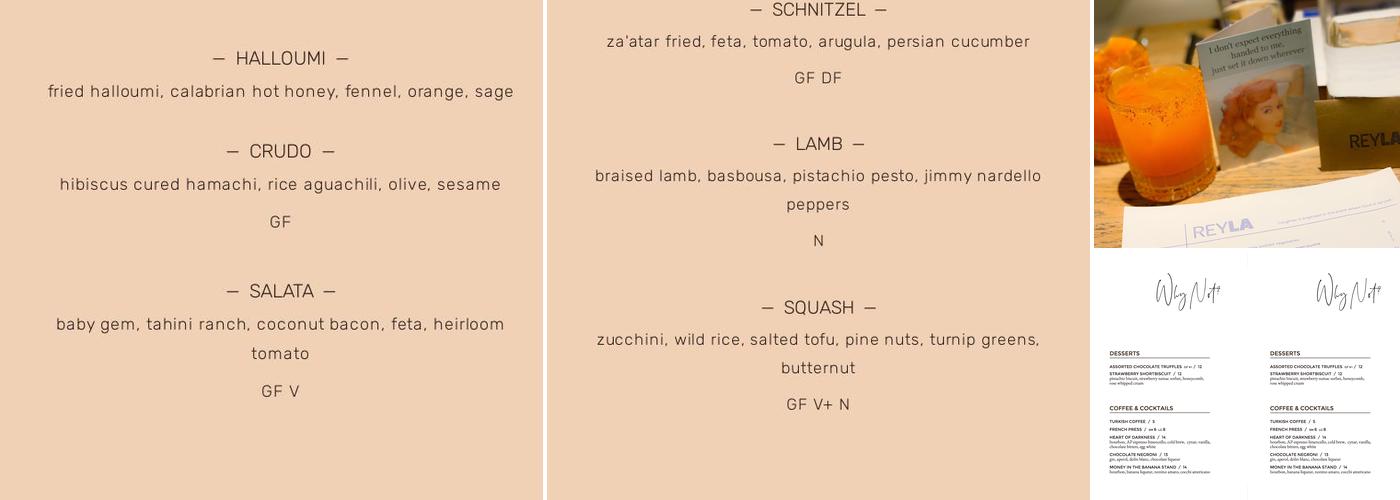 REYLA Menu
