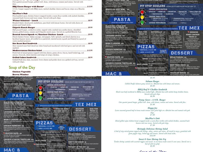 Meach's Pit Stop Menu