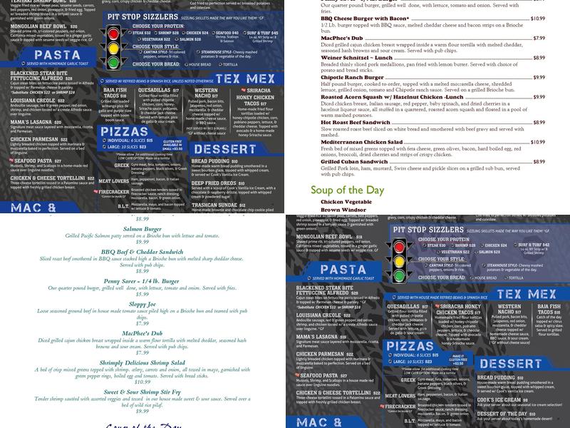 Meach's Pit Stop Menu