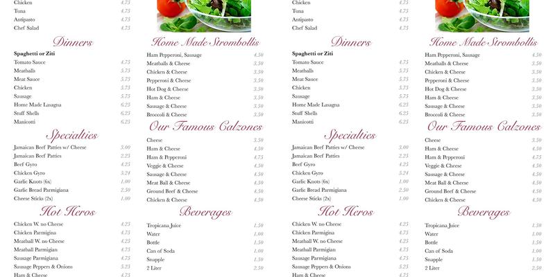 Charlie's Pizza Menu