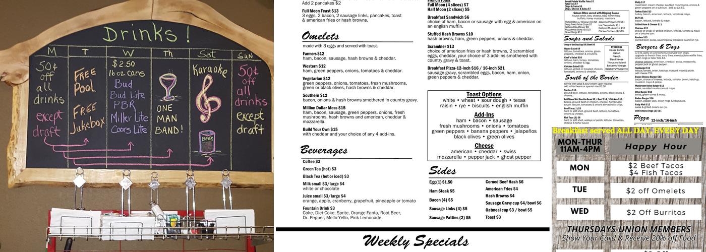 Full Moon Diner & Saloon Menu