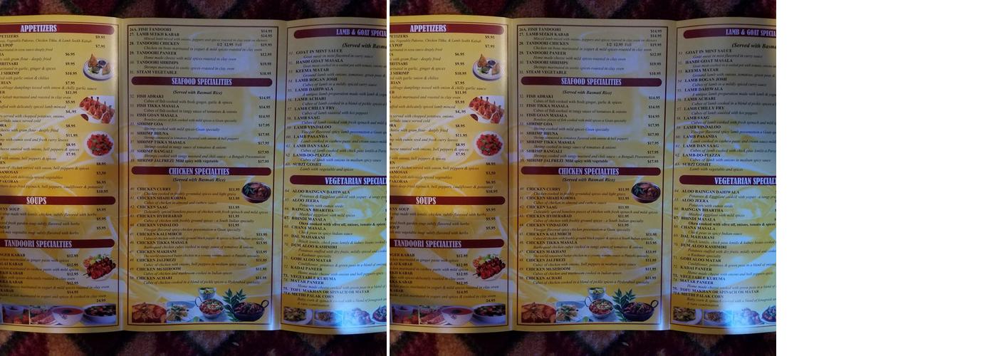 Taste of India Menu