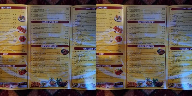 Taste of India Menu