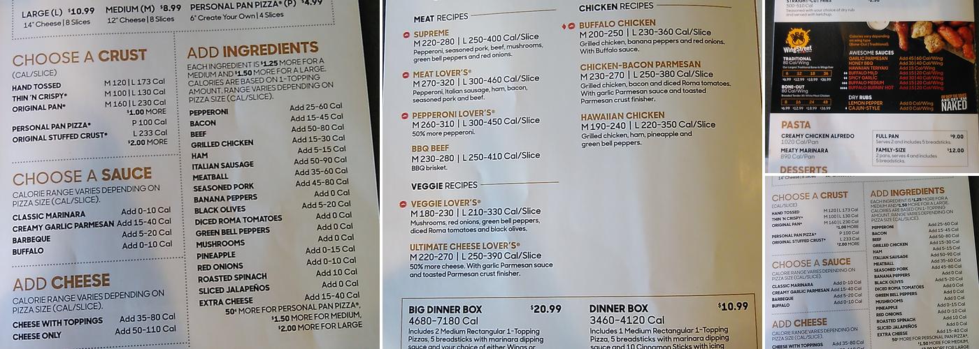 Pizza Hut Menu