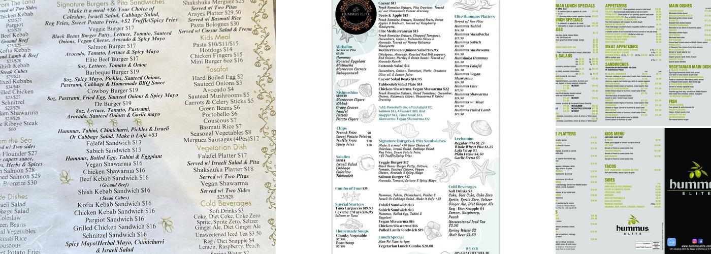 Hummus Elite Menu