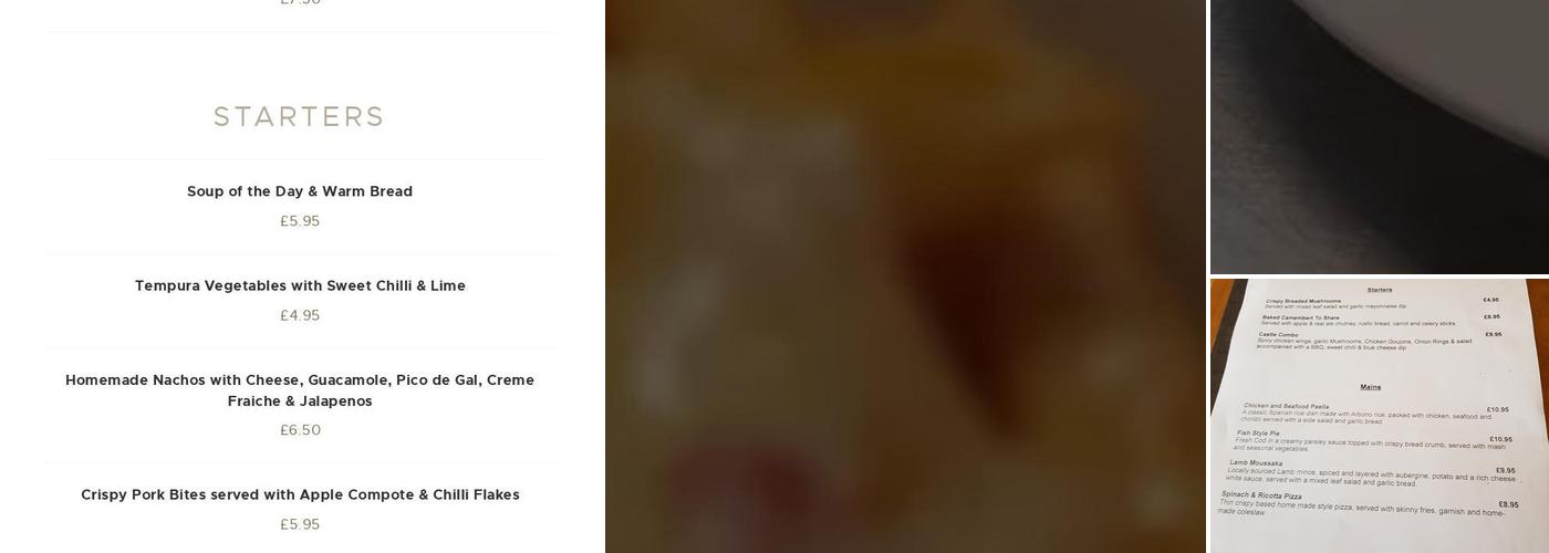 The Wheelbarrow Castle Menu