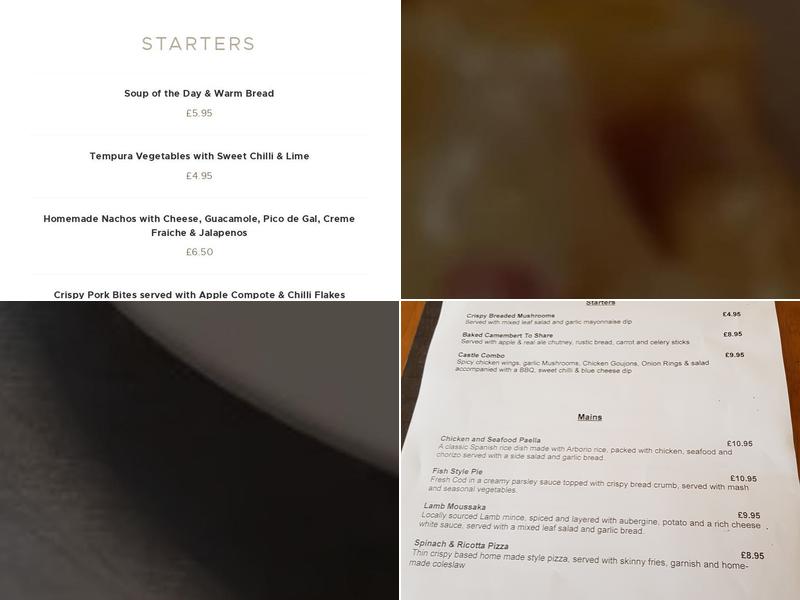 The Wheelbarrow Castle Menu