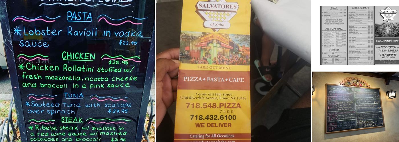 Salvatores of Soho Menu
