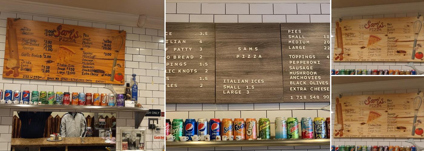 Sam's Pizza Menu