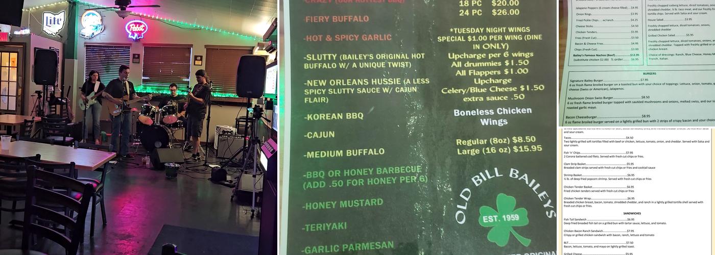 Old Bill Bailey's Menu