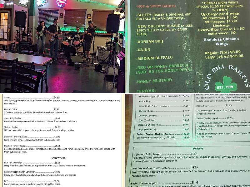 Old Bill Bailey's Menu