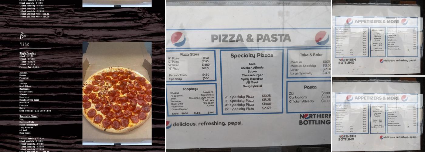 D & B Pizza Menu