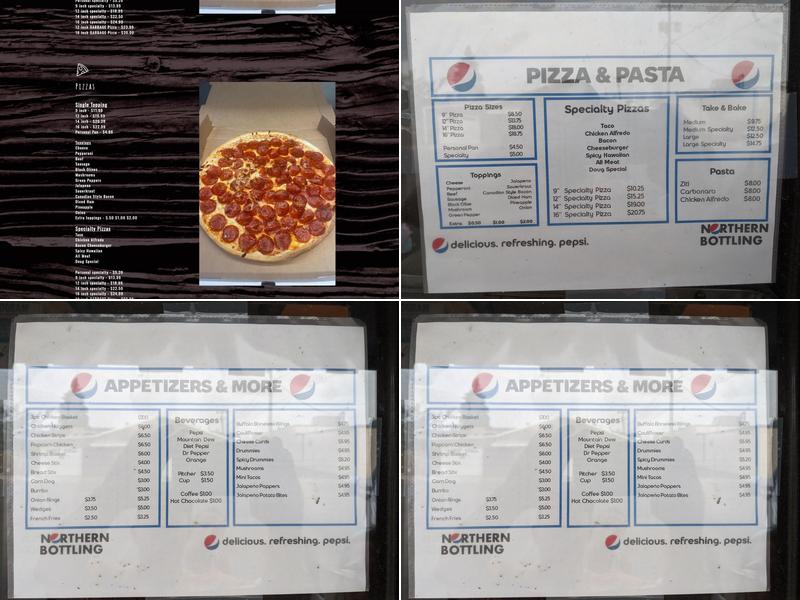 D & B Pizza Menu