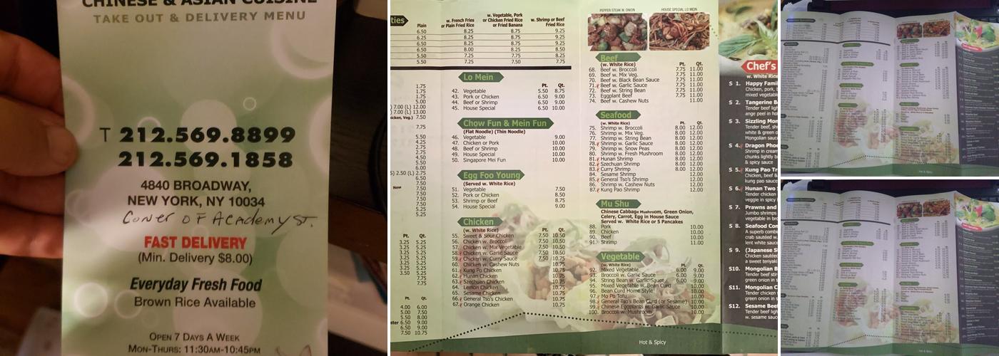Lotus Express Menu