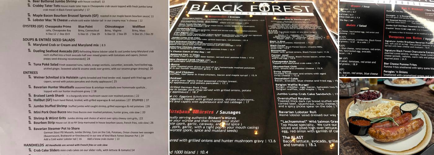 Black Forest Taphouse Menu