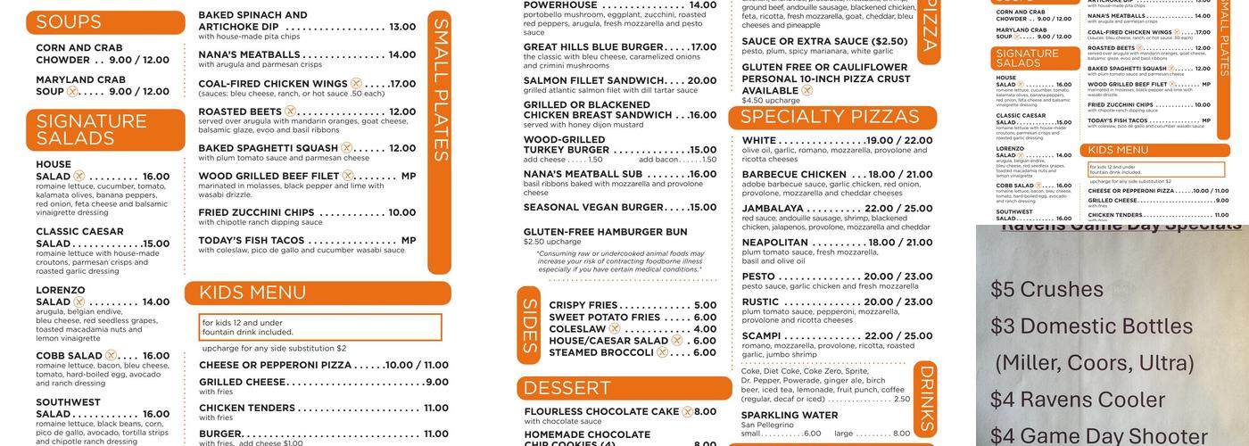 Earth, Wood & Fire - Fallston Menu