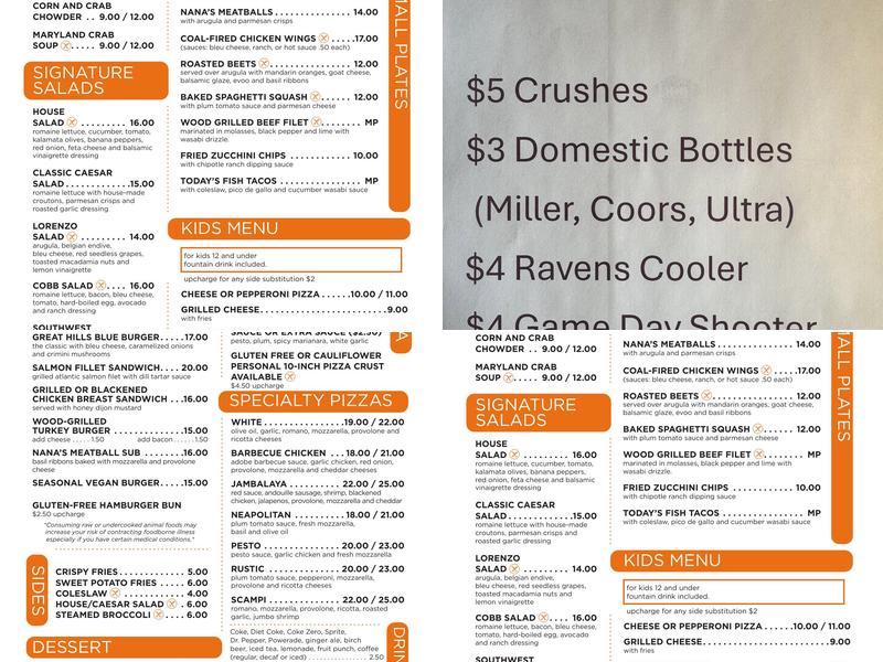 Earth, Wood & Fire - Fallston Menu