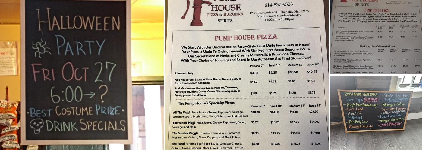 The Pump House Bar and Pizzeria Menu