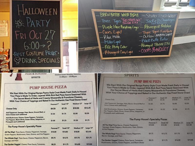 The Pump House Bar and Pizzeria Menu