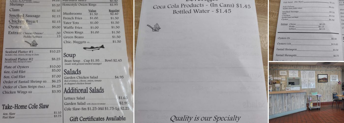 Thimmes Fish Shack Menu