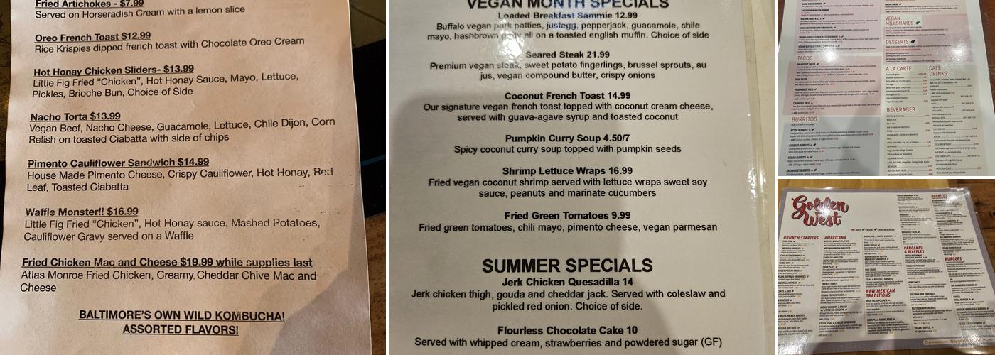 Golden West Cafe Menu