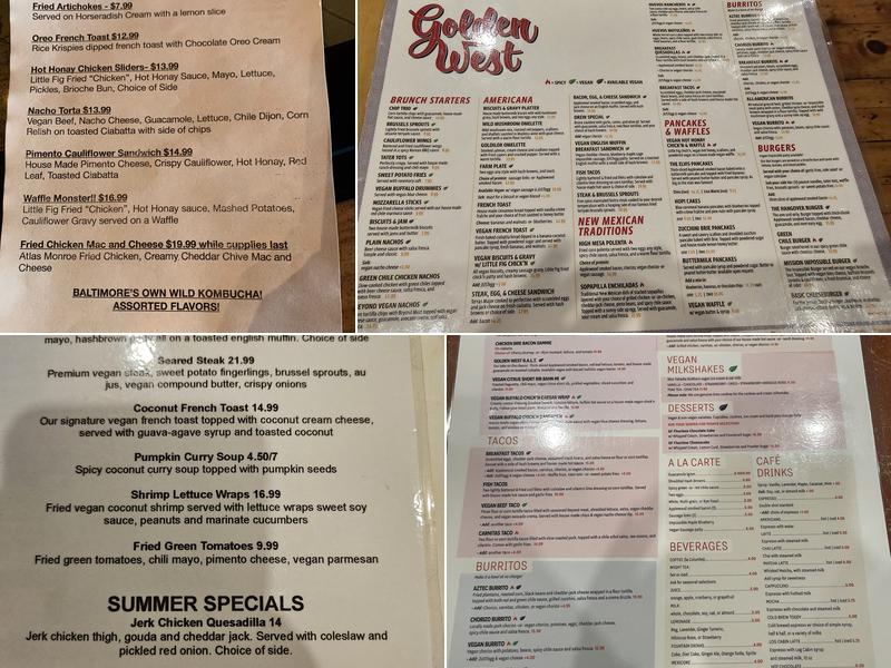 Golden West Cafe Menu