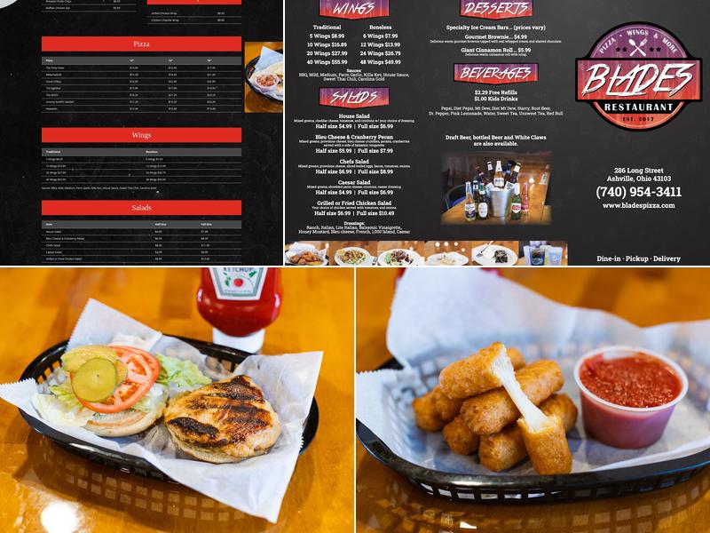 Blades Restaurant Menu
