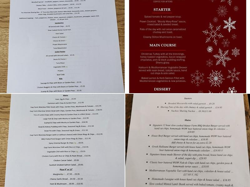 The Greyhound Inn Warslow Menu