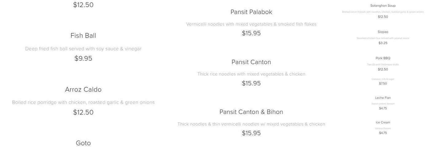 Bamboo Grill Menu