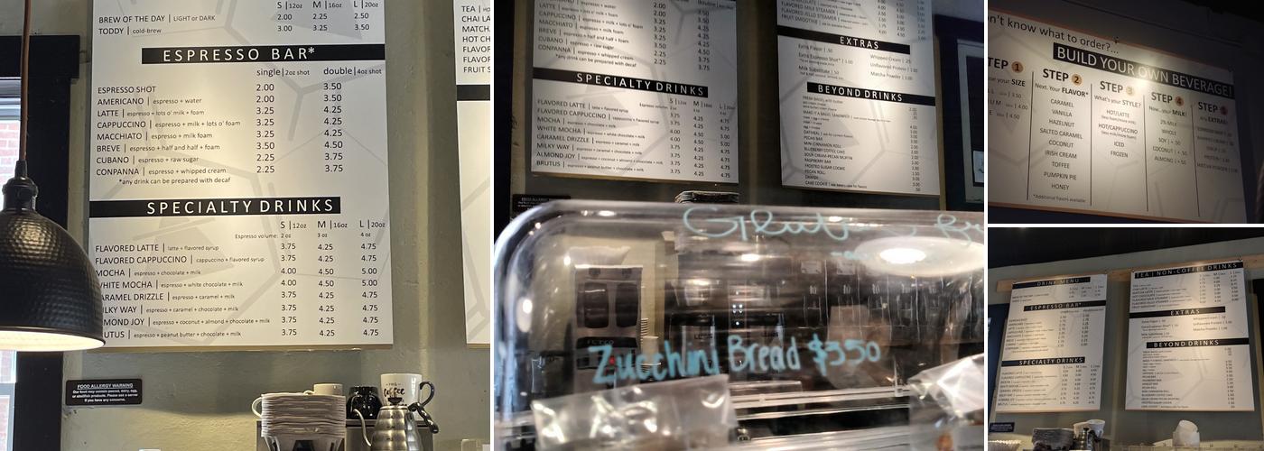 Transcend Coffee + Roastery Menu