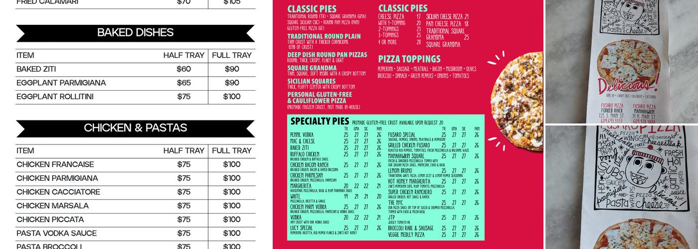 Fusaro Pizza And Pasta Manahawkin Menu