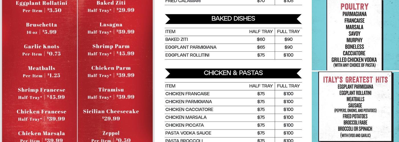 Fusaro Pizza Forked River Menu