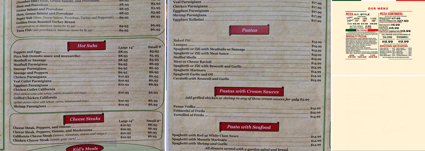 Schiano's Pizza Menu