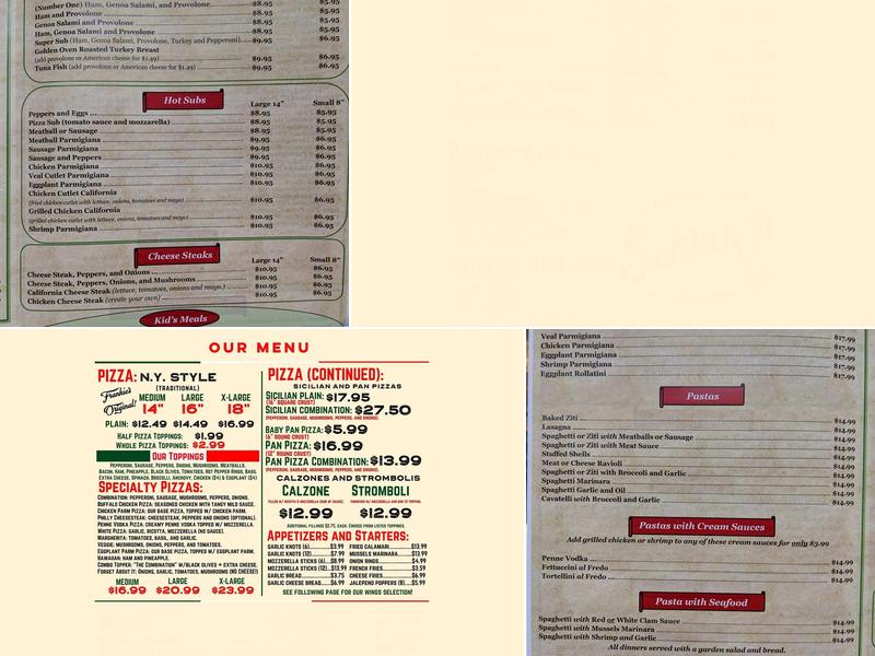 Schiano's Pizza Menu